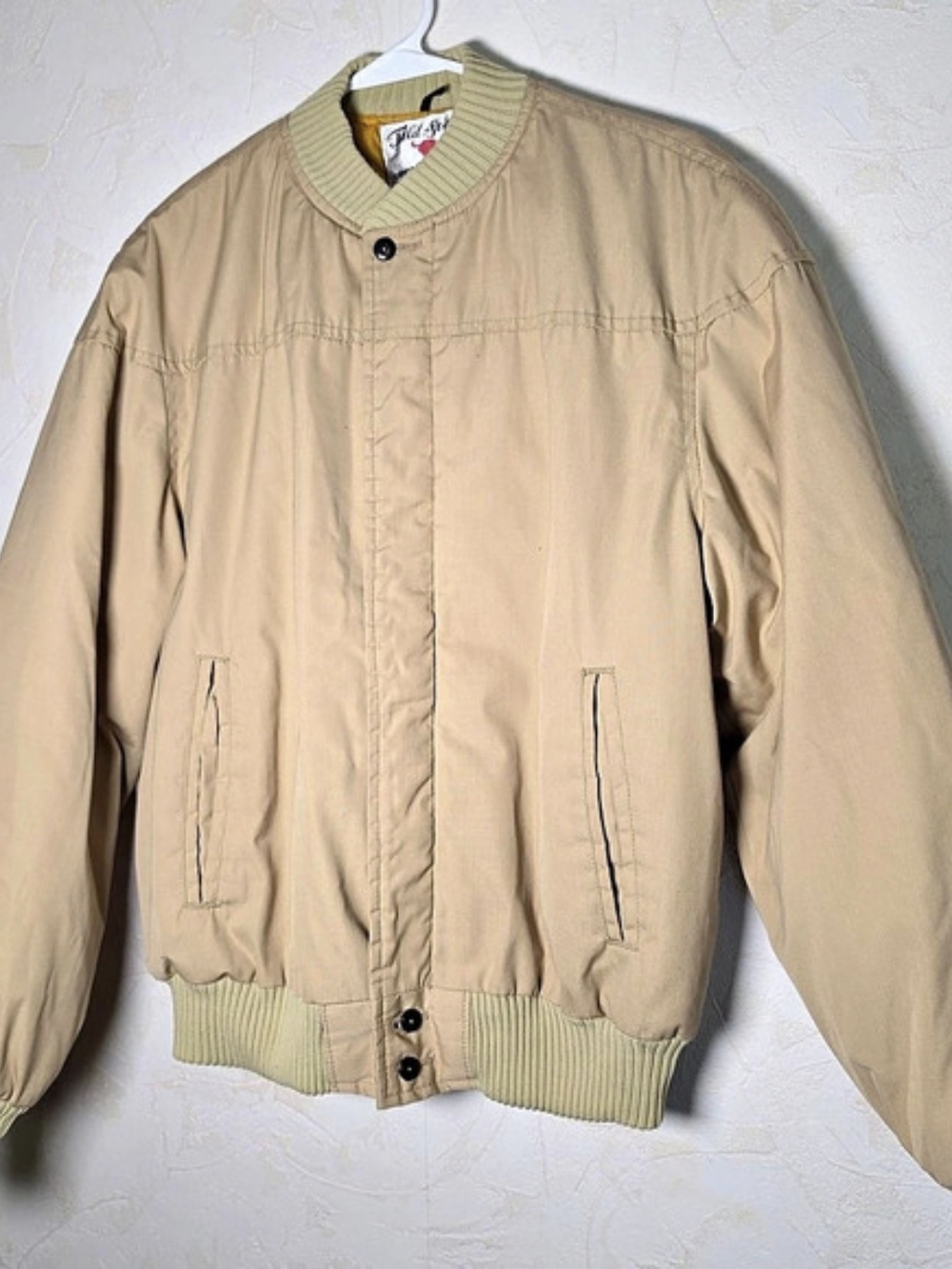 Vintage 60s 70s Field & Stream Beige Tan Bomber Jacket Work Wear Jacket Mens XL
